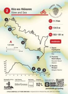 A trailhead cycling map on Poros Trails